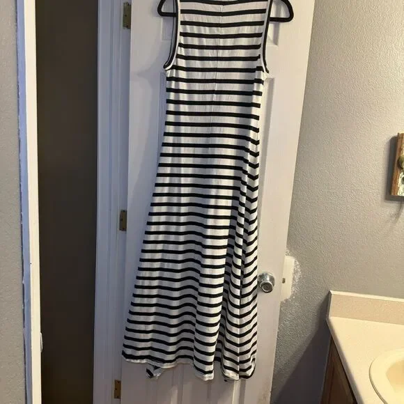 Jcrew navy and white striped hi low maxi dress Sz Small - Picture 4 of 7